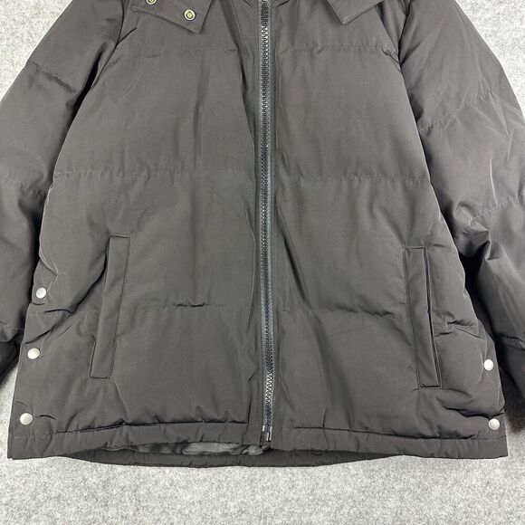 Madewell Jacket Womens XL Black Hooded Quilted Puffer Parka Coat Full Zip Winter - Picture 6 of 16